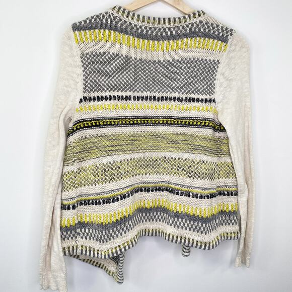 Anthropologie Moth Womens Cream Knit Striped Open Front Cardigan Jacket Size M - Picture 8 of 8